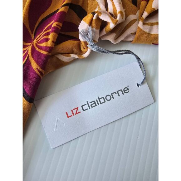 Liz Claiborne Top Sz L Ginger Floral - Picture 6 of 8